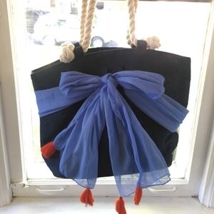 Navy Tote with Tassels